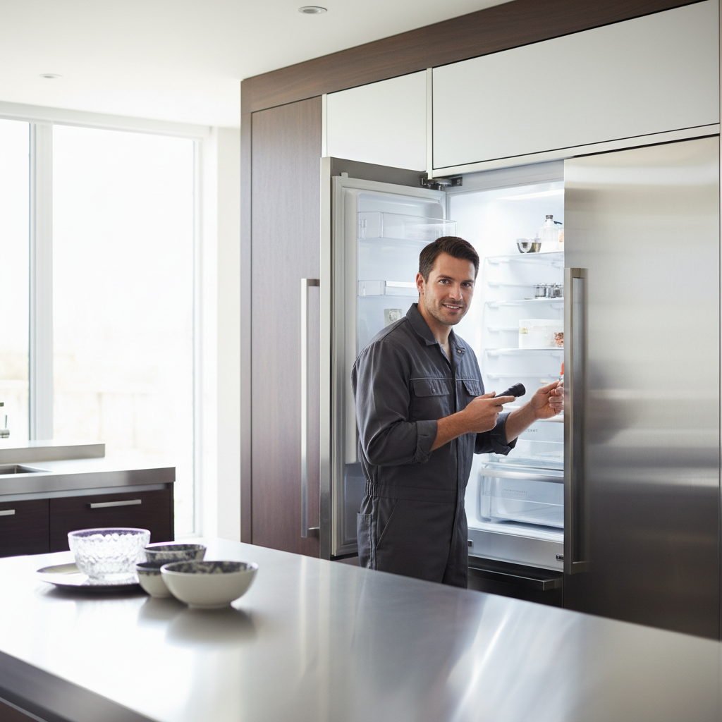 Professional GE appliance repair technician at work
